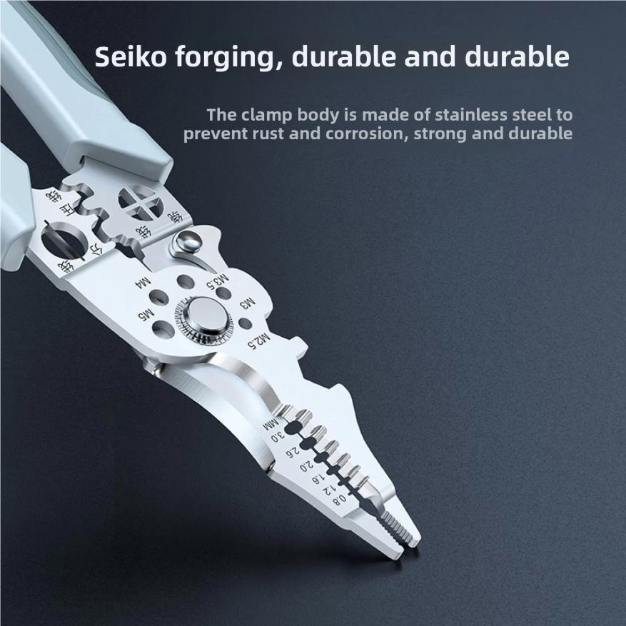 8.5 Inch Multi Functional Industrial Wire Stripper Cutter Crimper Heavy Duty Stainless Steel Electrical Pliers Ergonomic Grip