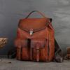 First Layer Cowhide Backpack Men's Leisure Travel Vintage Large Capacity Genuine Leather Lockup Backpack Bag