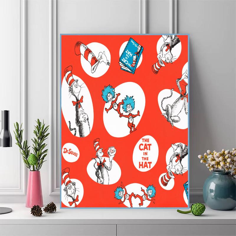 The Cat in the Hat Pattern 3pcs 100% Round Full Drill 5D DIY Diamond Painting Embroidery Cross Stitch Rhinestone Décor