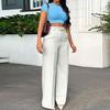 Lässige, formelle Hose mit hoher Taille und weitem Bein, gerade, drapiert, für Damen