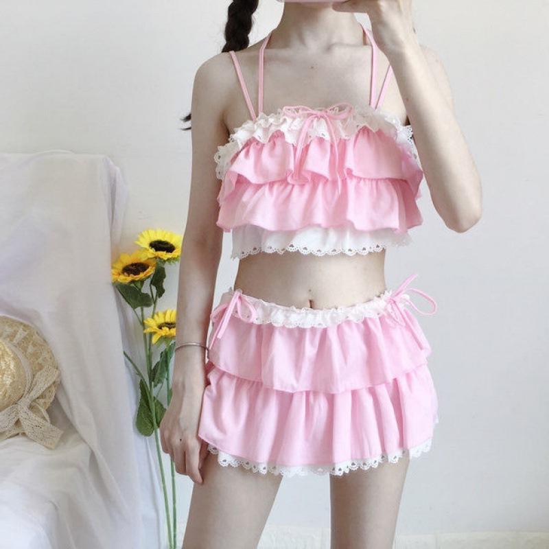 

New student loose and cute simple swimsuit swimsuit vest, sleeveless swimsuit trend L рожевий