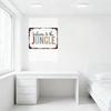 Rustic Metal Tin Sign Welcome to the JUNGLE, Weathered Brown Rust Border, White Distressed Interior with Hanging Holes, Vintage