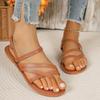 Fashion 2025 Fashion Ladies Shoes Pinch Toe Women's Sandals New Narrow Band Summer Beach Buckle Strap Light Soft Bottom Flat Sandals
