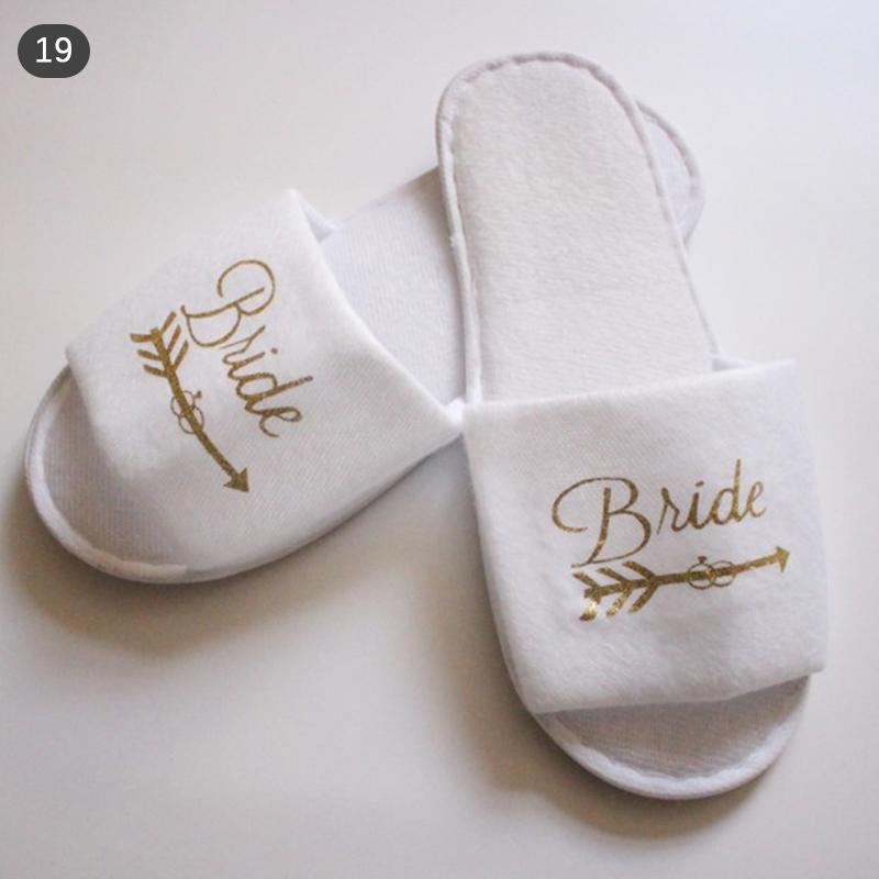 1Pair Bride Slippers Shower Gift Bridesmaid Disposable Slippers Wedding Party