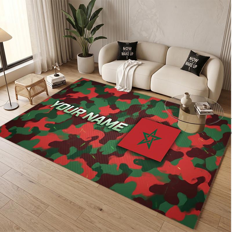 Personalized Crystal Velvet Carpet Morocco Football Pattern Non Slip Floor Rug