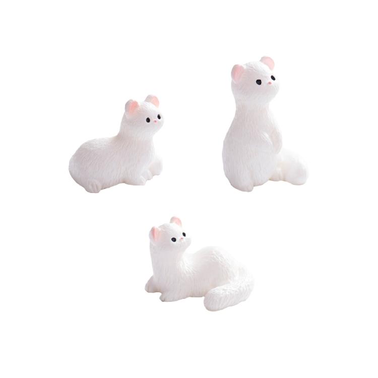 Small Scene Animal Figure Set of 3 for Desktop and Shelf Styling, Three Pose Display Accent for Windowsill Placement and Home Corner