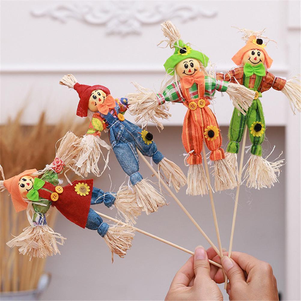 4PCS Standing Scarecrow Cute Fall Garden Scarecrow Ornament for Halloween Decoration Mall Bar