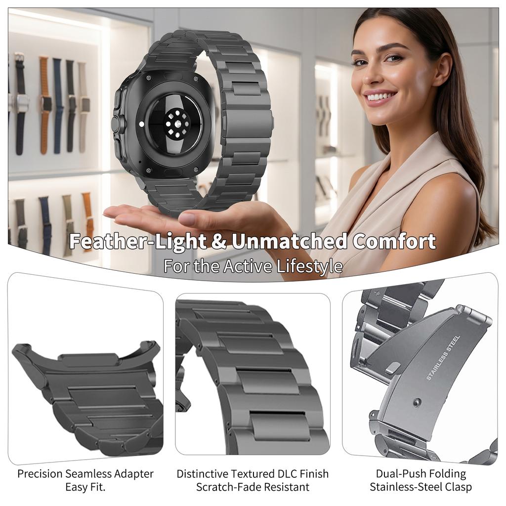 Premium Titanlegierungsarmband Business-Band für Samsung Galaxy Watch Ultra 47mm 2025 Bänder Für Galaxy Watch 8/8 Classic Armband