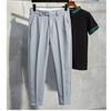 Casual Pants Men's Spring and Autumn Men's Summer Thin Elastic Boys' Pants Nine-point Trousers Men Solid Color Straight Suit Pants Slim Fit Business
