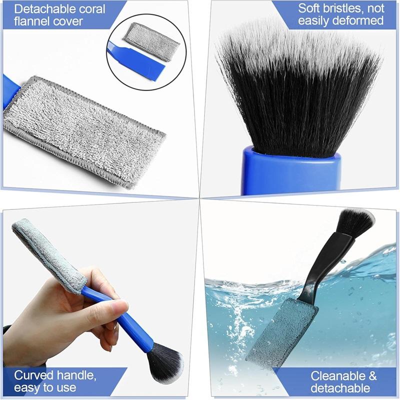 Car Interior Detailing Cleaning Brush Air Conditioning Air Outlet Dust Removal Brushes Multifunctional Double-head Soft Brush