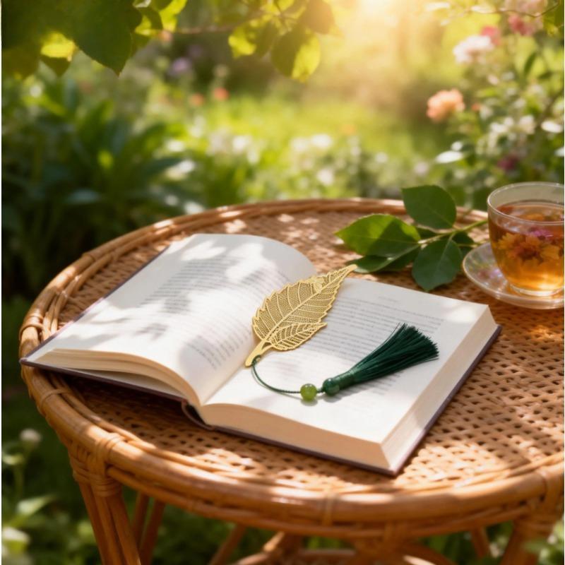 1PC Gold Butterfly Leaves Bookmark - Double-Sided Fresh Girl Style Metal Stationery for Notebook