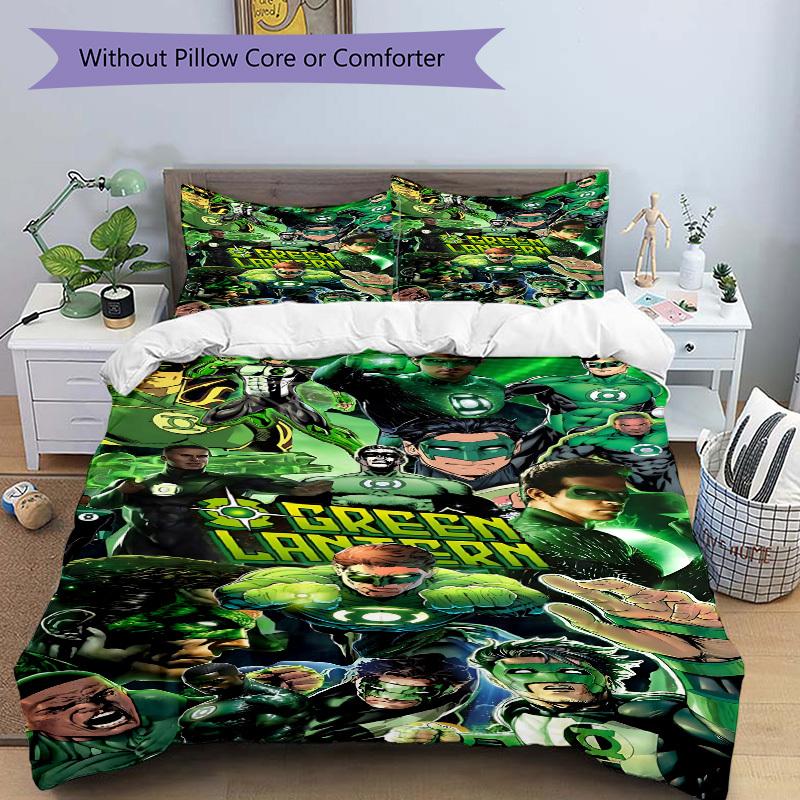 3pcs Green Lantern Cover Set,Soft Comfortable Duvet Cover,Guest Room (1*Duvet Cover + 2*Pillowcases, Without Core) yy251024080