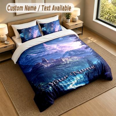 3Pcs Bedding Set Custom Name Text, 1 Sheet 2 Pillowcases Home Bed DecorWorld of Warcraft