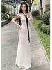 Pure Desire Color Block Bodycon Halter Dress - Women's Sexy Summer Vacation Slimming Maxi