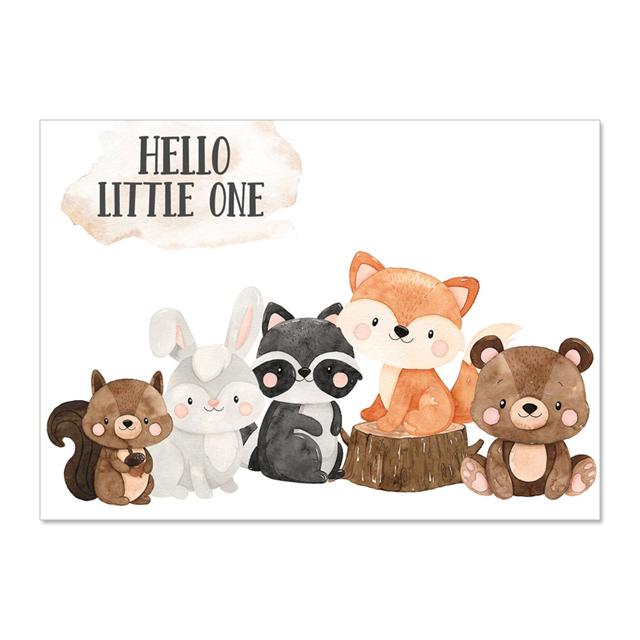 Animal Rabbit Sika Deer With Flowers Nursery Wall Art Canvas Painting Posters And Prints Wall Pictures Baby Kids Room Décor No Frame