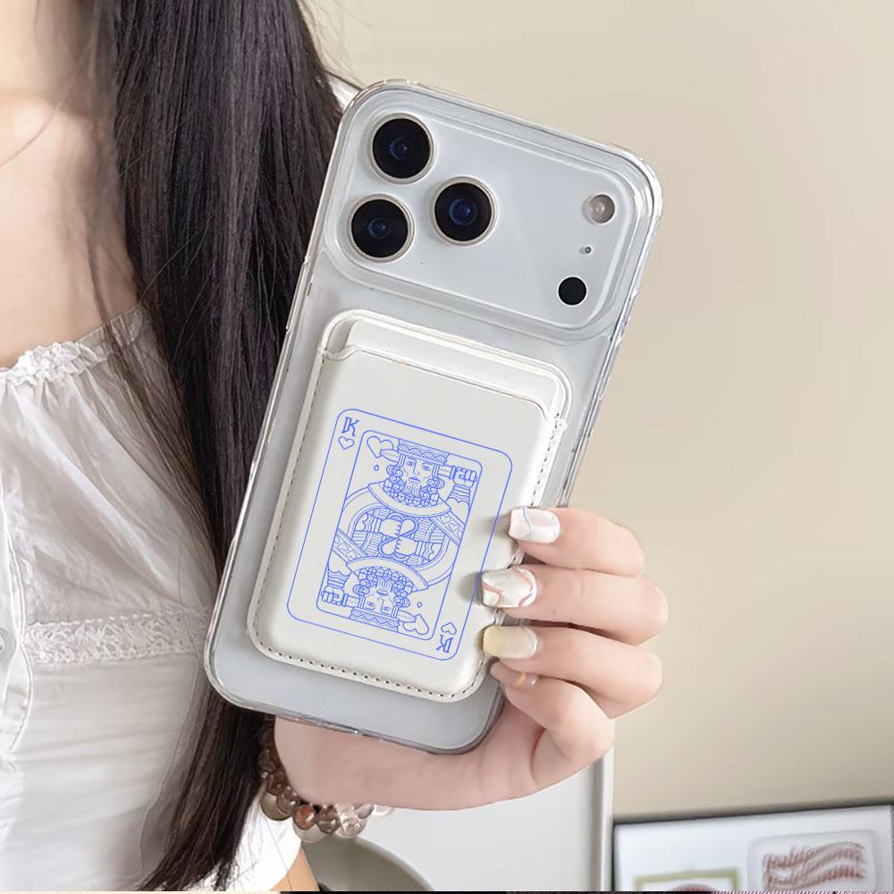 Poker Pattern For Magsafe wallet Magnetic Card holder Phone Case For iPhone 16 13 16 15 12 14 17 Pro Max Case 16E 15 Plus Cover