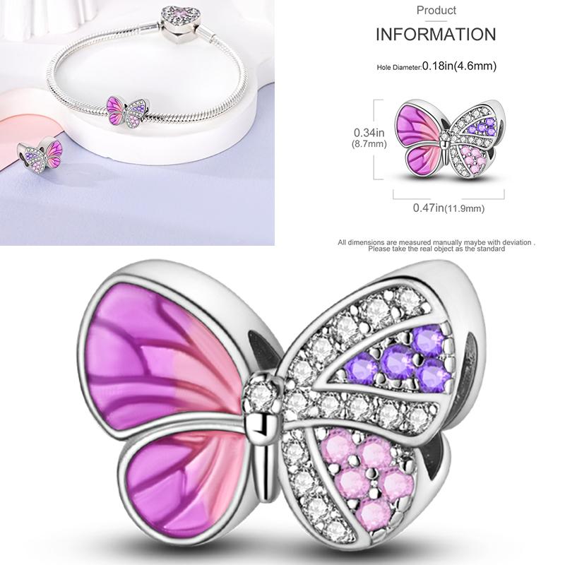 Copper Dragonfly Butterfly Pendant Charms Bead Fit Original Bracelet Bangle Women Jewelry Girl Making Beads