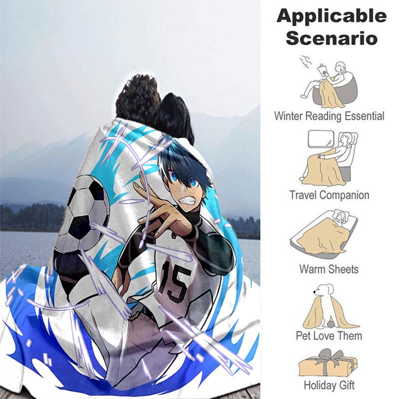 1pc Soccer Player Action Flannel Blanket Soft Warm Throw Blanket for Bedroom Living Room Bed Travel Camping Picnic Gift. MT7150185