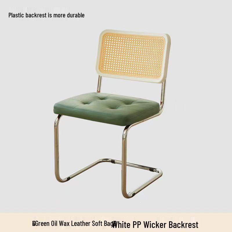 Nordic Soft Upholstered Rattan Dining Chair: Designer Vintage Style for Home, Cafe, or Hotel