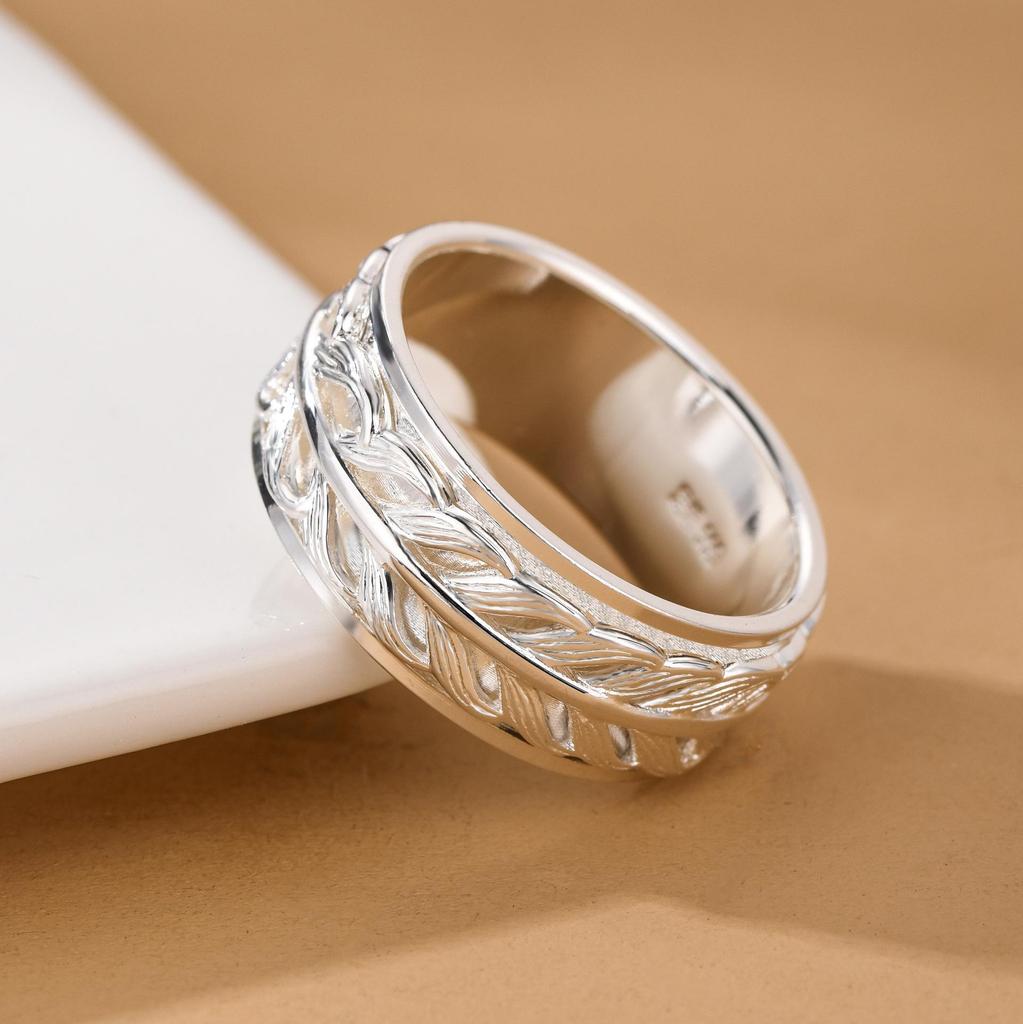 Exquisiter Thai Silber Weizenähre Drehbarer Ring – Einzigartig, Kreativ, Vielseitig Dekompressions Fingerring