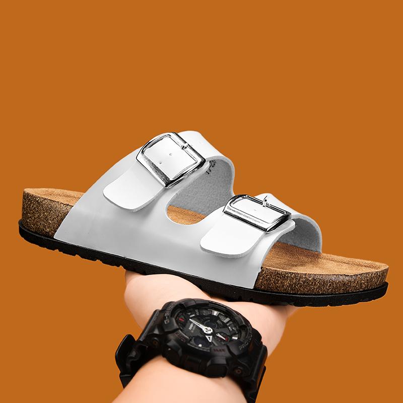 

Fashion Quick Dry Man Slippers Outdoor Sandals Stylish Designer Half Drag Fashion Leather Casual Summer Flats Comfortable Beach Slippers 47 белый