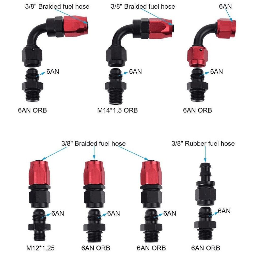 OSIAS New 100xkPA 160PSI Aluminum Adjustable Autos Fuel Pressure Regulator With Gauge+AN6 Fuel Line Hose+Fittings End Kit