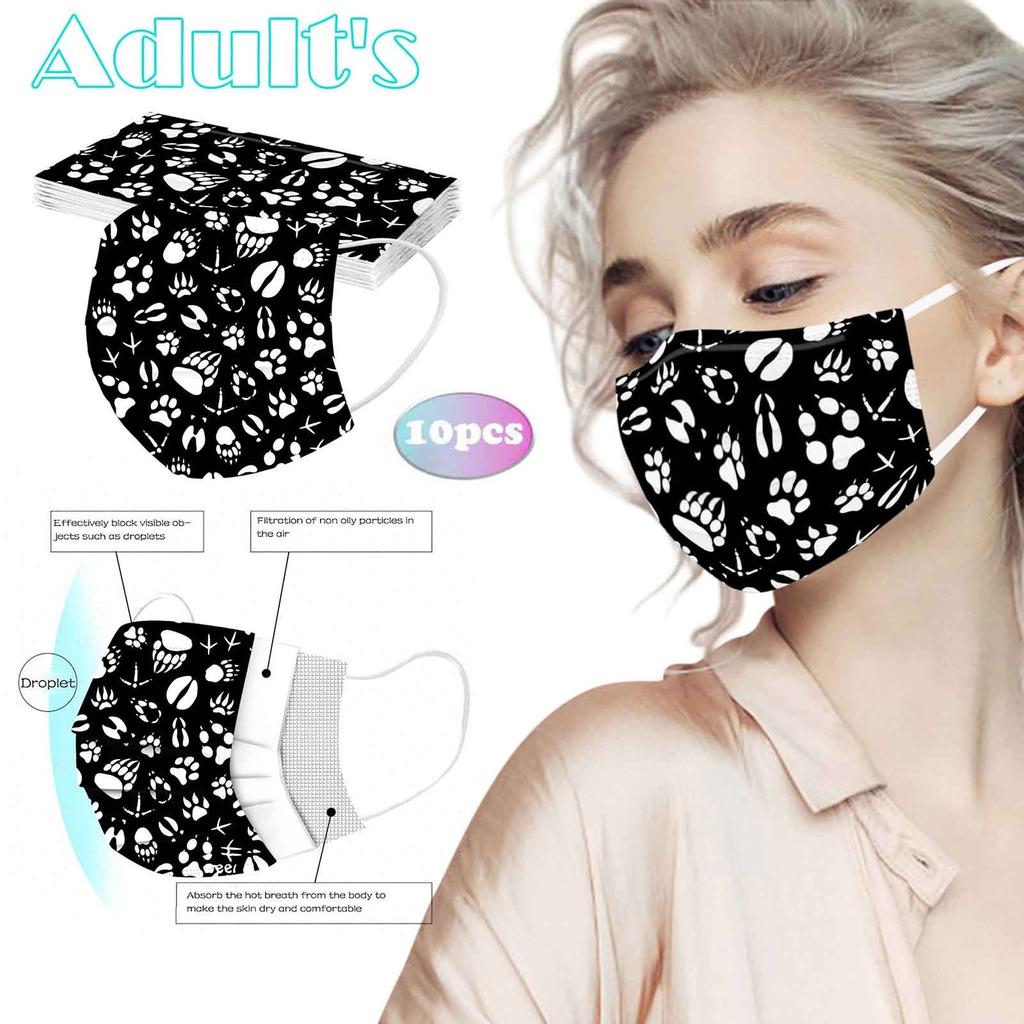 Adult  Women Man  Disposable Face Mask Industrial 3Ply Ear Loop 10PC Mask