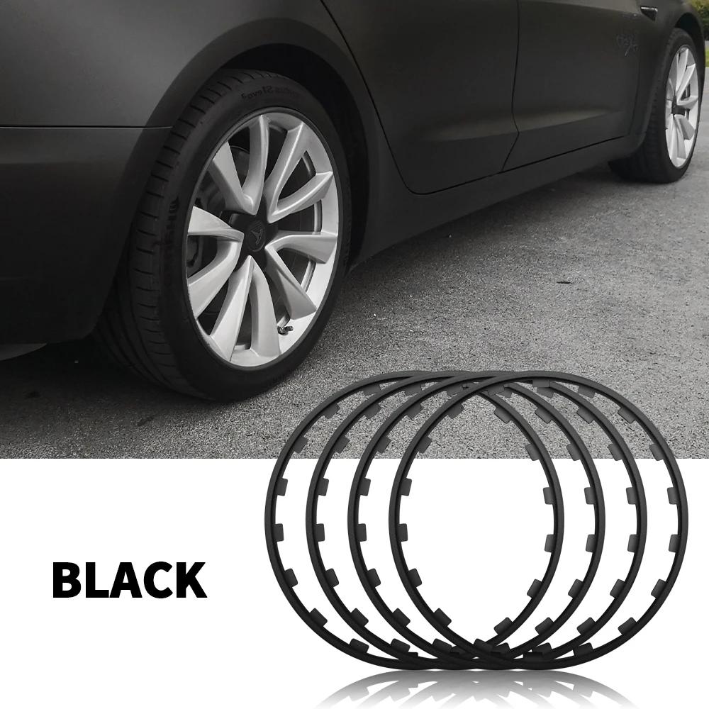 Sticker 2025 New Tesla 4Pcs 16/17inch Car Vehicle Wheel Rims Edge Protector Ring Strip Tire Guard Decoration Accessories Uni