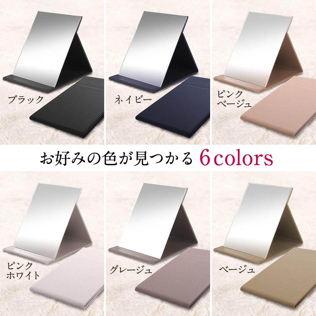 ICHIFUJI Stand Tabletop Stand Makeup Freely Adjustable Foldable Pink Mirror, Mirror, Mirror, Mirror, Angle, (M, Beige)