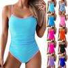 Damen Figurbetont Farbe,blockiert Spaghettiträger Einteiler Badeanzug