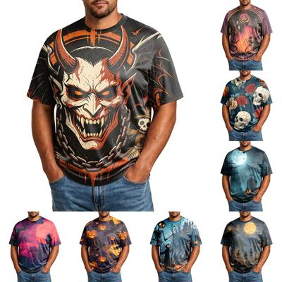 Men's Halloween Graphic T Shirt Plus Size Comfortable Breathable Casual Loose Fit Top Suitable for Everyday Wear and Seasonal Events