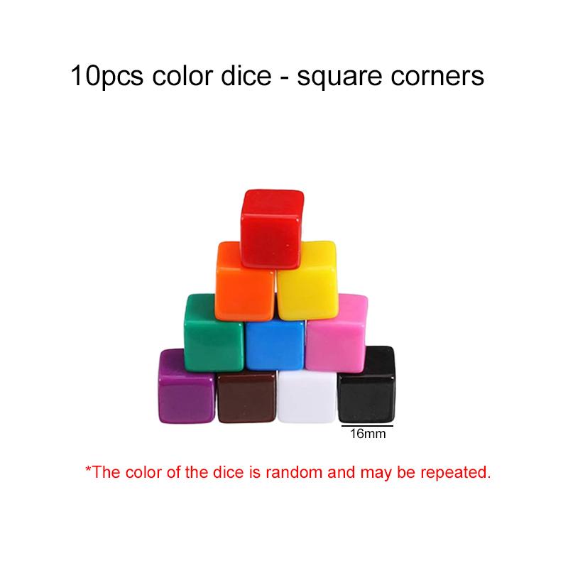 10pcs Blank Dice 16mm Acrylic Rounded/Square Corners DIY Write/Draw Chessboard Game Dice for Festival Party Gambling Props TMZ