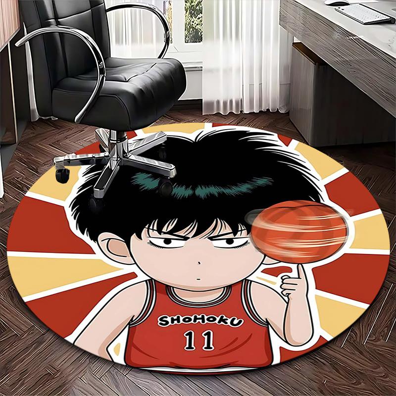 1pc Slam Dunk Anime Design Round Carpet - Shohoku Basketball Team Chair Mat