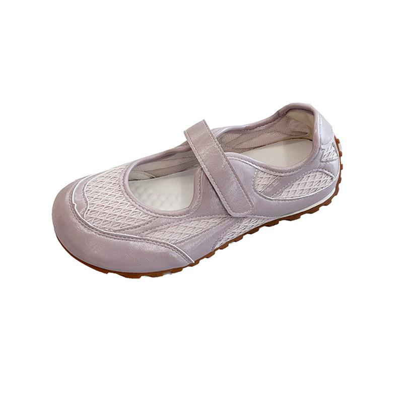 Silver Velcro Mary Jane shoes women's new summer mesh ballet shoes thin-soled casual training shoes