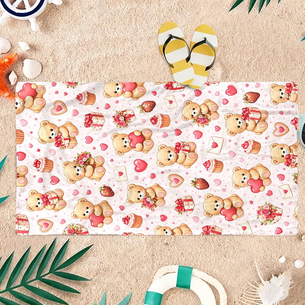 1pc Cute Teddy Bear Beach Towel Large Quick-drying Towel For Beach Pool Yoga Gym Relax at Home Towel Summer Gift for Friends