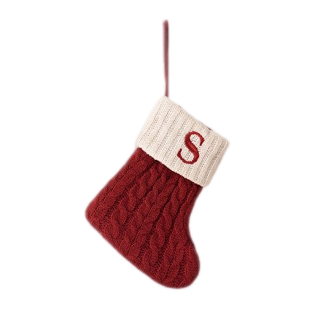 Letter Christmas Stocking Creative Christmas Tree Ornament Christmas Knitted Socks Decoration Props Christmas Decorations