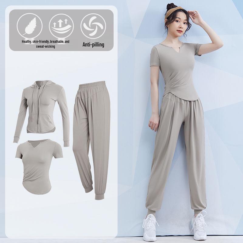 Women's Spring/Summer Yoga Suit Set - Short Sleeve Activewear for Outdoor Runs, Pilates, and Fitness Training