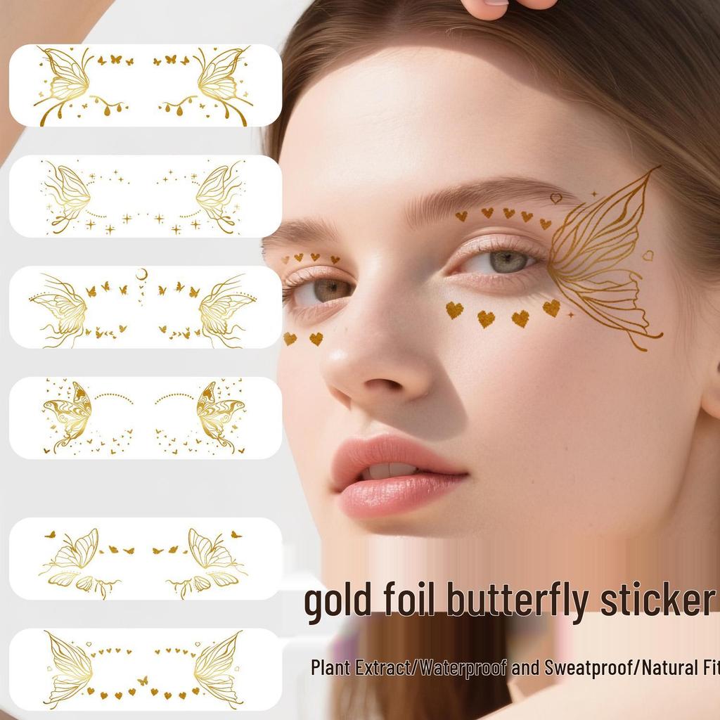 3D Butterfly Eye Tattoo Stickers: Long-lasting, Waterproof, Sweatproof for Stage Makeup