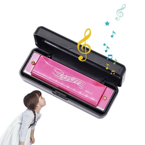 Blues Harmonica - 10 Holes, 20 Tones Beginner Mouth Organ, Professional Grade Musical Instrument | Educational Toy for Kids, Adults, Students, and Ear