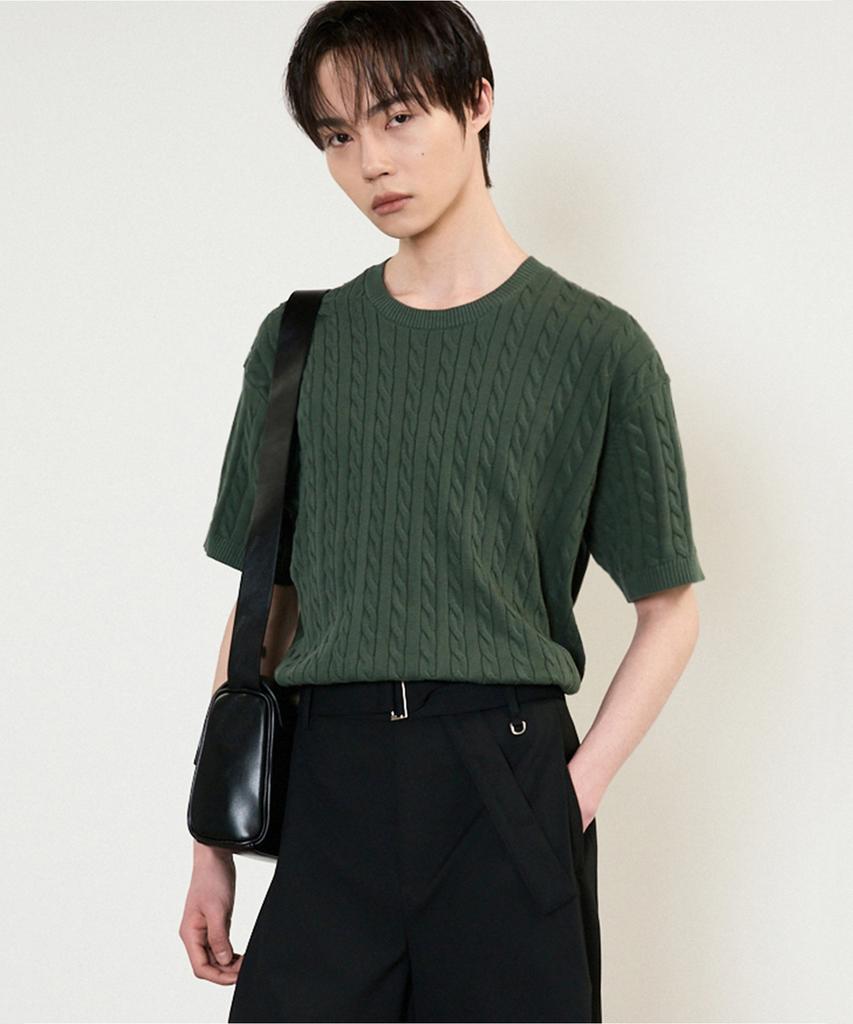 Tienjiti Essential Cable Knit Top (Green) Tnsw5E204E2