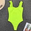 Sexy White Frill Trim Ruffled Ribbed Female Swimwear One Piece Swimsuit Women Monokini High Cut Bather Bathing Suit Swim Lady