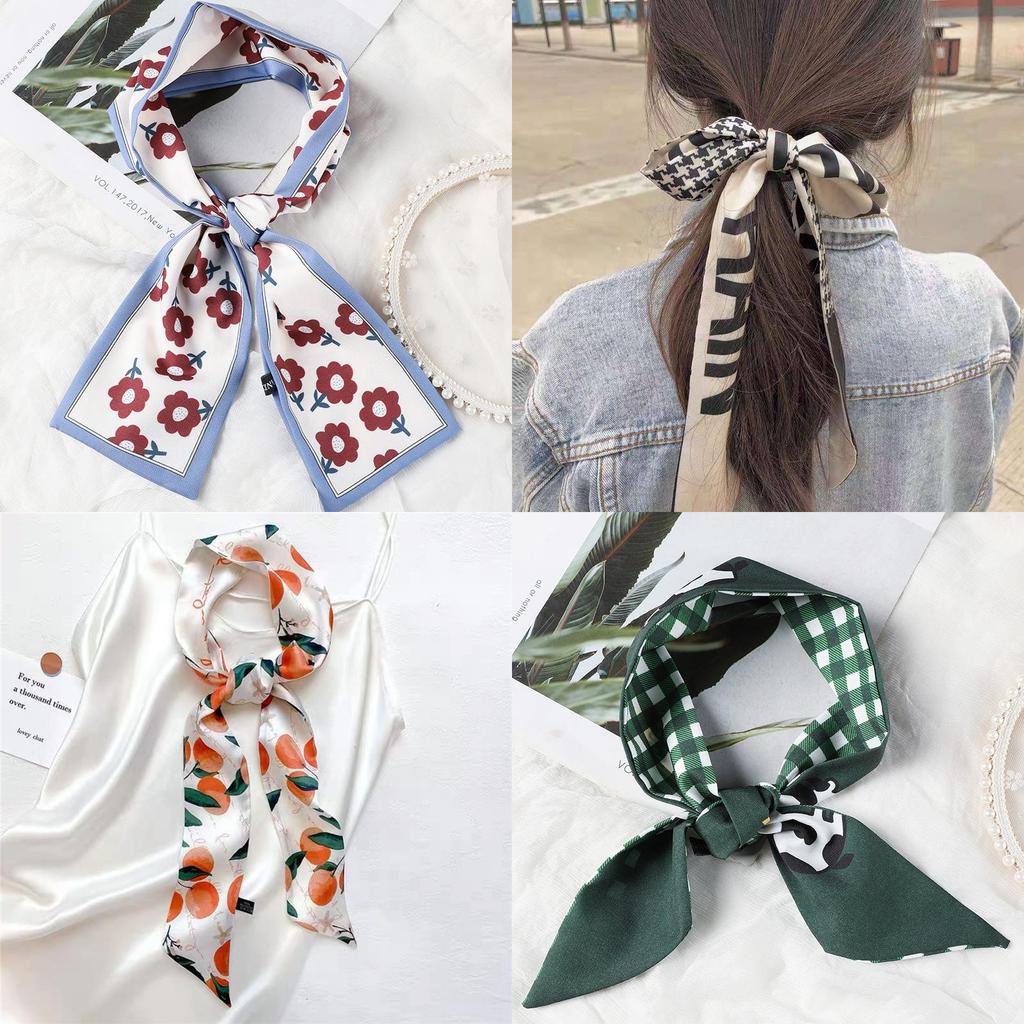 Elegant Plaid Headbands Silk Scarf Hair Rope With Beautiful Houndstooth Design For Women