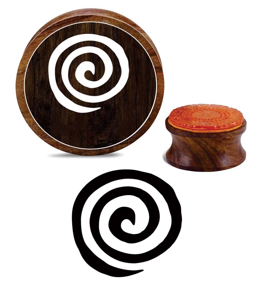 Printtoo Round Spiral Pattern Craft Textile Print Wooden Rubber Stamp Block-2