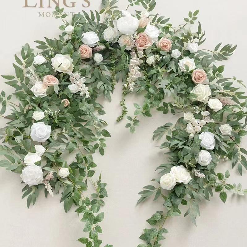 The Same Eucalyptus Leaf Rose Vine Simulation Flower Rose Eucalyptus Leaf Vine Wedding Three-Piece Wreath