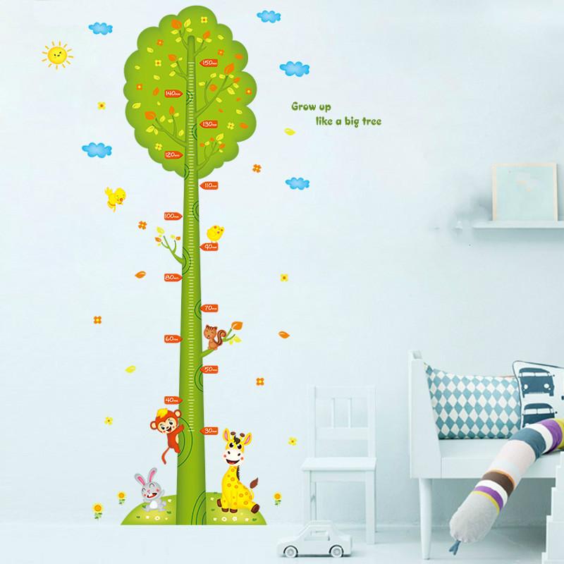 Cartoon Tree Height Measurement Wall Stickers Kids Room Decor Bedroom Decoration