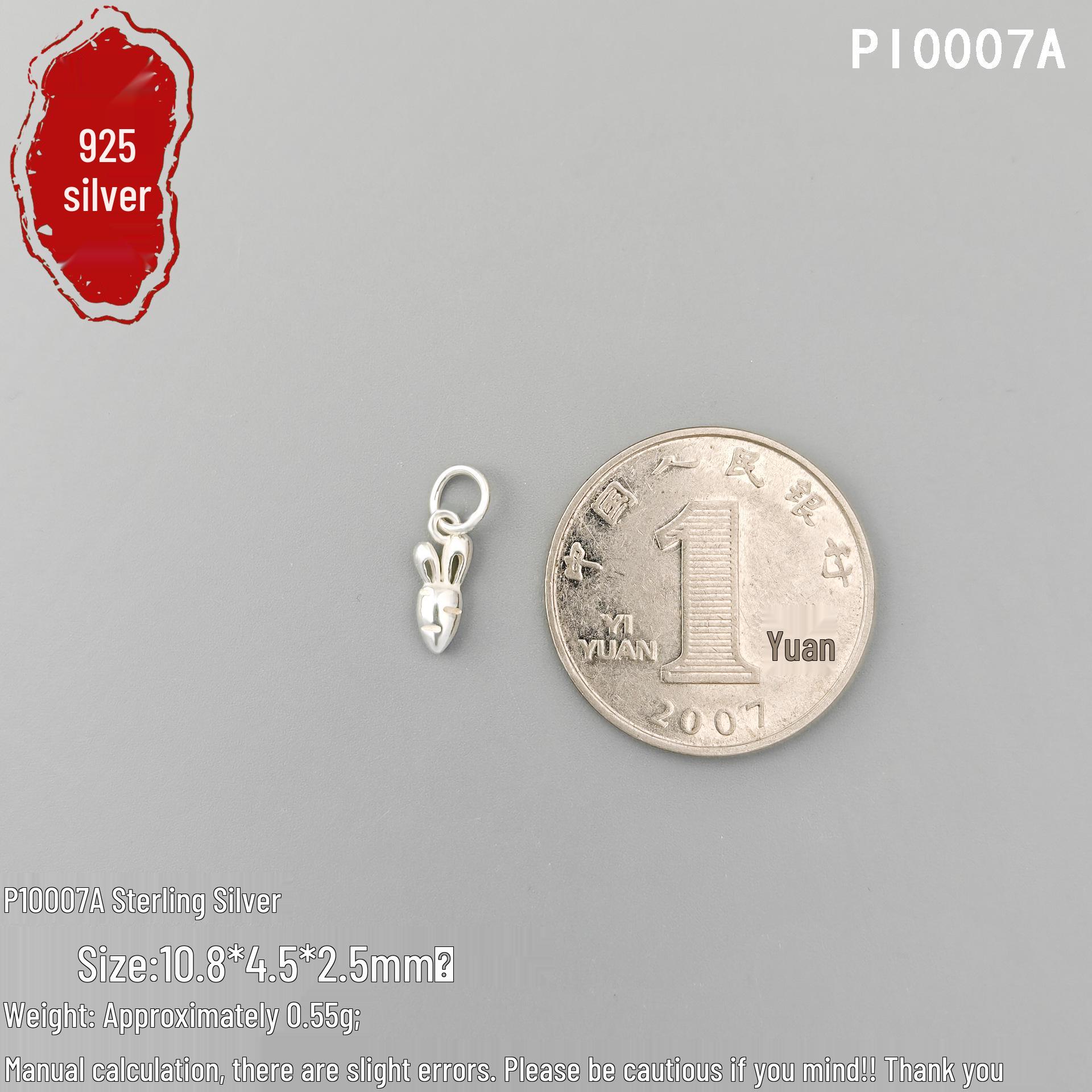 Sterling Silver Rabbit & Radish Pendant Necklace S925 Sterling Silver