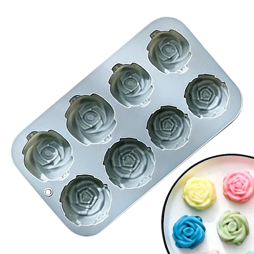 8 Holes Rose Flower Silicone Molds Handmade Soap Candle Silicone Mold DIY Cake Chocolate Baking Tools Ice Cubes Making Mould