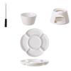 Ceramic Fondue Maker Set With Fork And Tray Candle Heating Melt Hot Pot Bowl Set For Cheese Chocolate Candy
