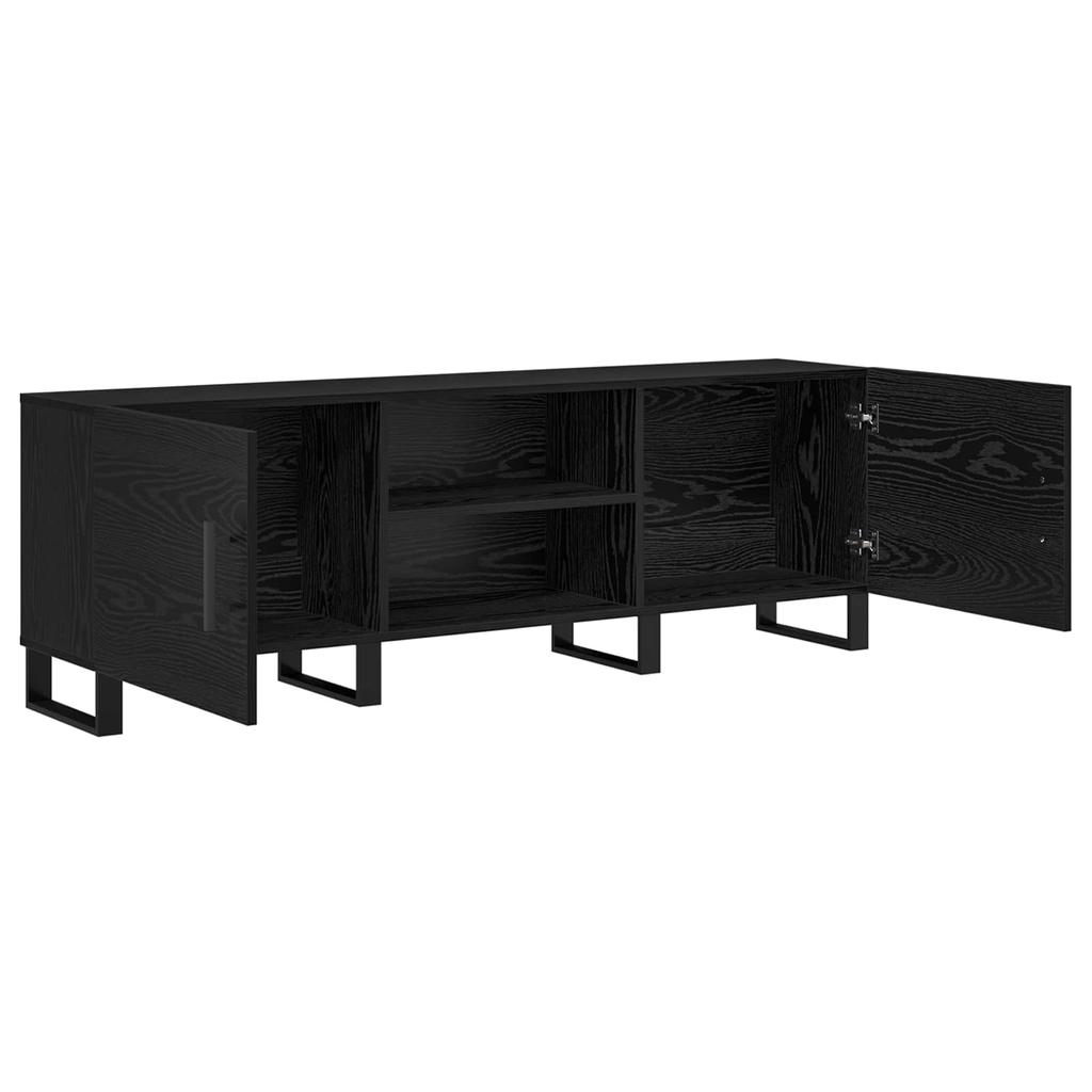 TV Cabinet in Black Oak Look 150 x 30 x 50 cm Particleboard
