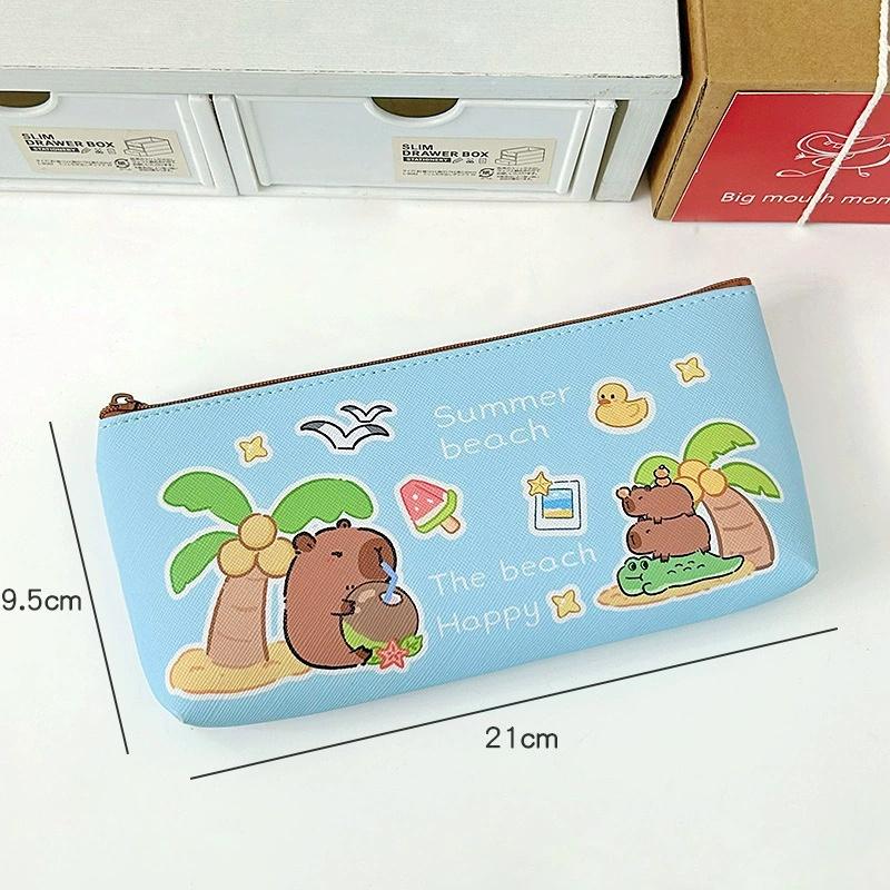 

Capybara Stationery Bag Fashion PU Pen Bags Pencil Box Large Capacity Zipper Pencil Bag Pouch Back To School Office Supplies